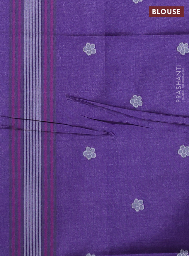 Sambalpuri semi silk saree green and violet with allover ikat weaves and thread woven border