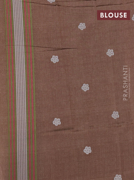 Sambalpuri semi silk saree mustard yellow and brown with allover ikat weaves and thread woven border