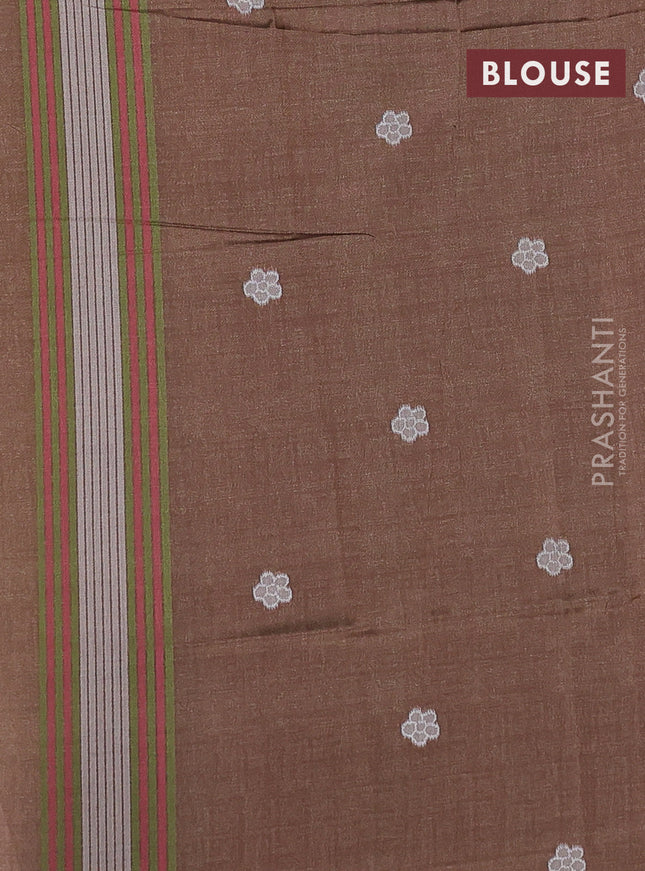 Sambalpuri semi silk saree mustard yellow and brown with allover ikat weaves and thread woven border