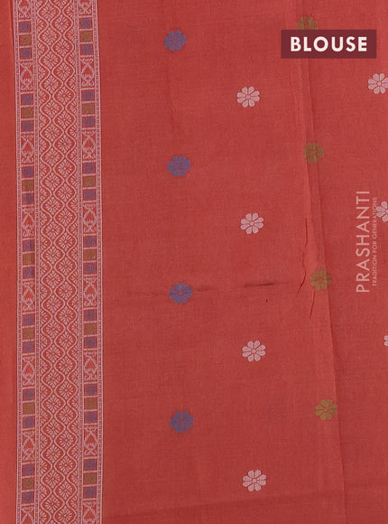 Sambalpuri semi silk saree purple and rustic orange with allover ikat weaves and thread woven border