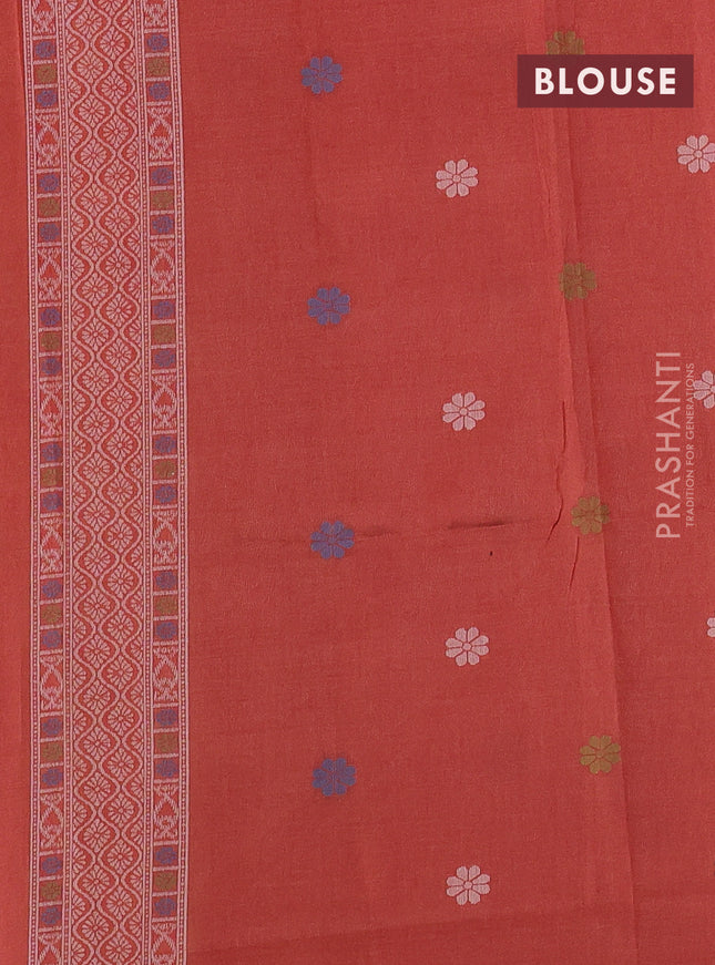 Sambalpuri semi silk saree purple and rustic orange with allover ikat weaves and thread woven border