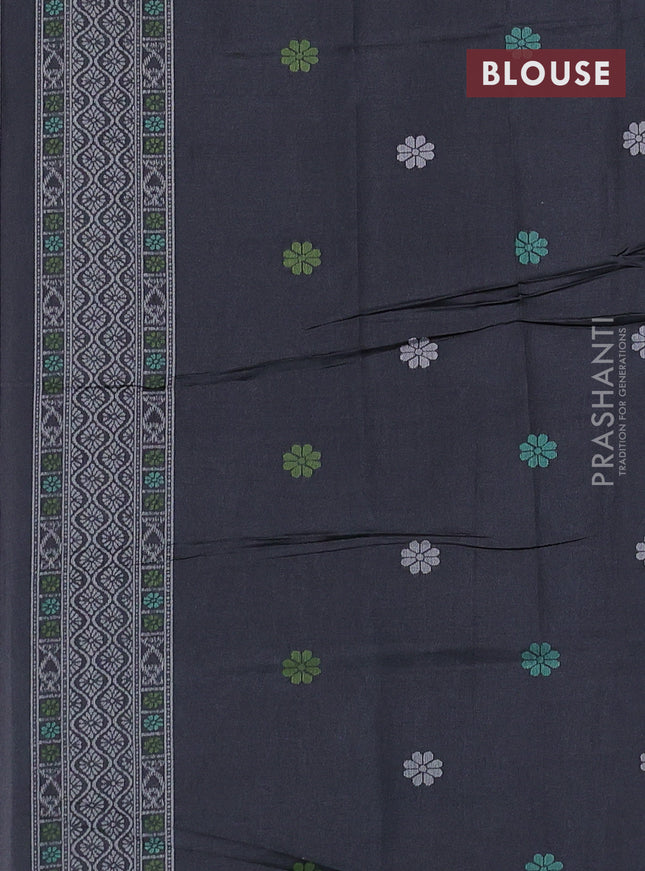 Sambalpuri semi silk saree violet and elephant grey with allover ikat weaves and thread woven border