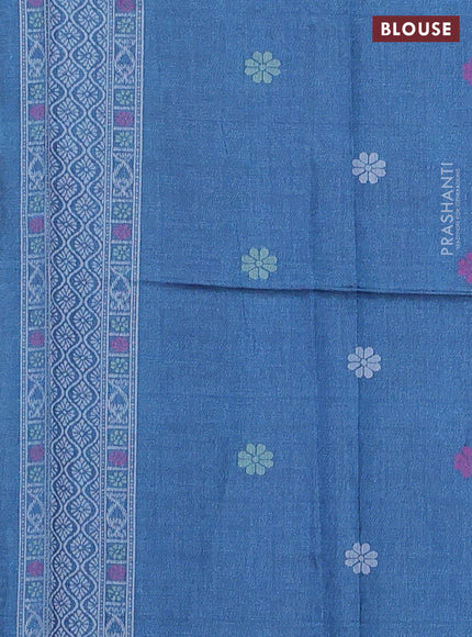 Sambalpuri semi silk saree violet shade and peacock blue with allover ikat weaves and thread woven border