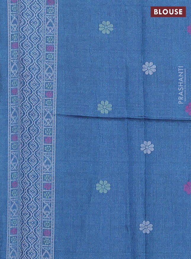 Sambalpuri semi silk saree violet shade and peacock blue with allover ikat weaves and thread woven border