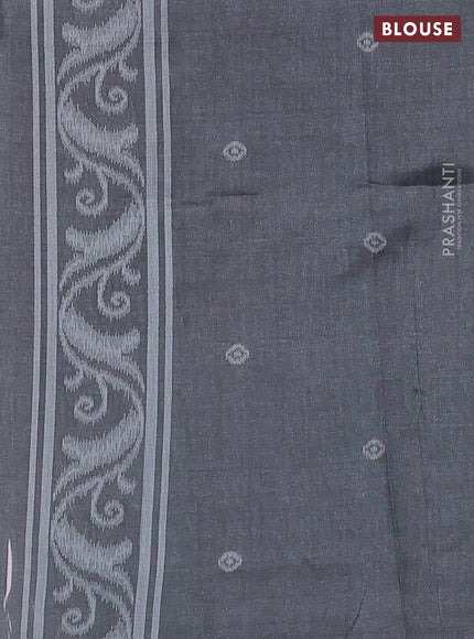 Sambalpuri semi silk saree pastel maroon and grey with thread woven buttas and ikat weaveing pallu
