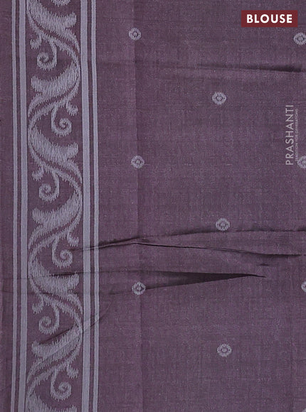 Sambalpuri semi silk saree dark blue and brown with thread woven buttas and ikat weaveing pallu