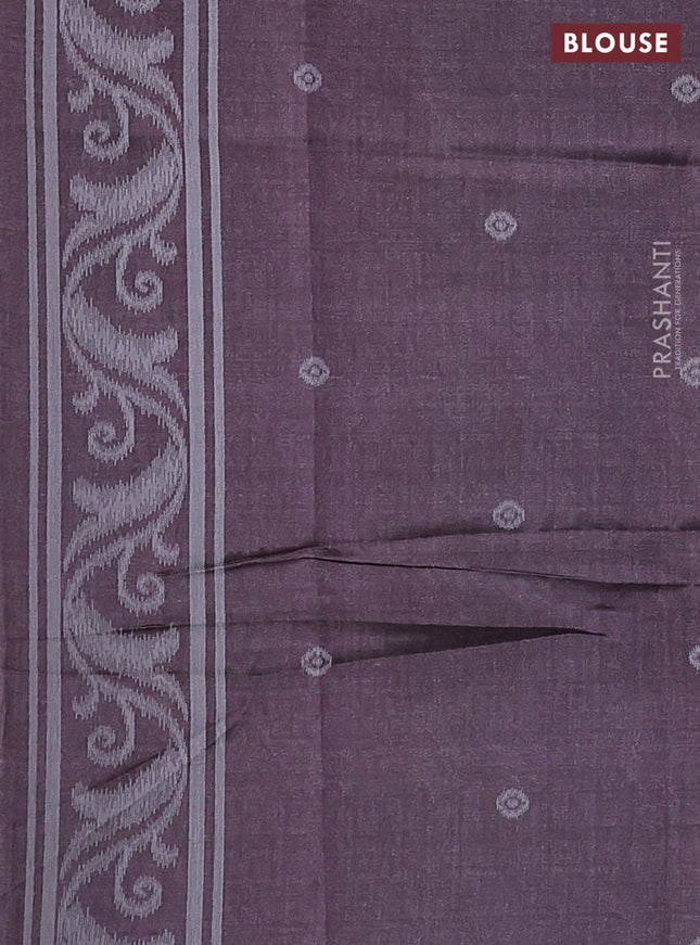 Sambalpuri semi silk saree dark blue and brown with thread woven buttas and ikat weaveing pallu