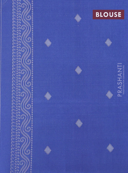 Sambalpuri semi silk saree dark sap green and blue with allover ikat weaves and thread woven border