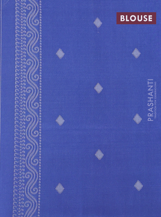 Sambalpuri semi silk saree dark sap green and blue with allover ikat weaves and thread woven border