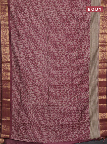 Semi maheshwari cotton saree maroon shade and beige with allover prints and zari woven border