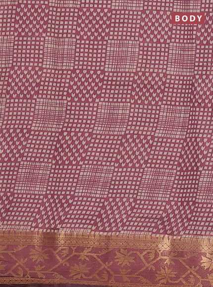 Semi maheshwari cotton saree maroon shade and beige with allover prints and zari woven border