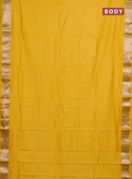 Semi mangalgiri saree yellow with plain body and zari woven border