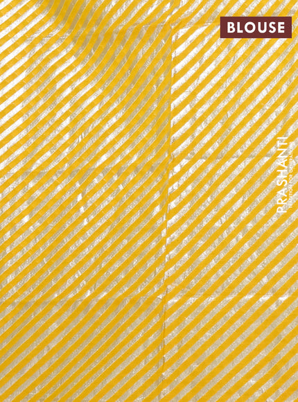 Semi mangalgiri saree yellow with plain body and zari woven border