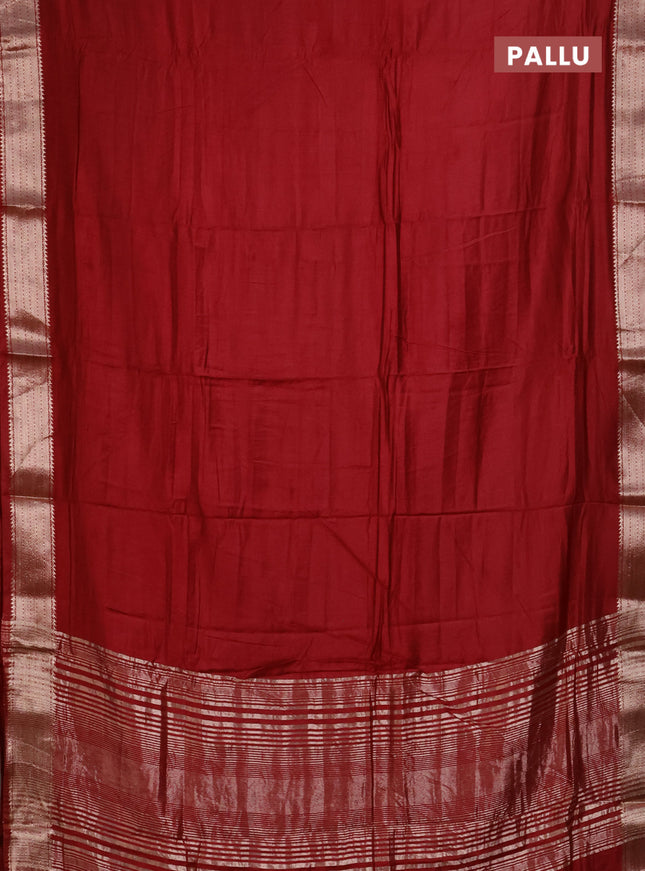 Semi mangalgiri saree maroon with plain body and zari woven border