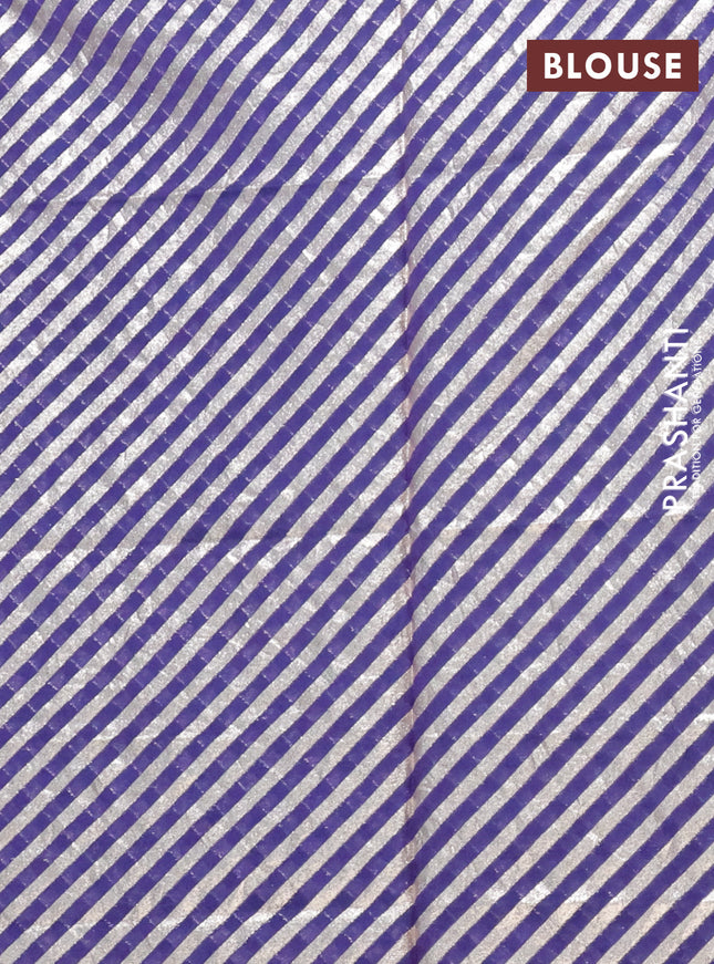 Semi mangalgiri saree dark blue with plain body and zari woven border