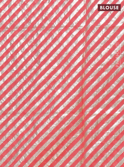 Semi mangalgiri saree peach pink with plain body and zari woven border