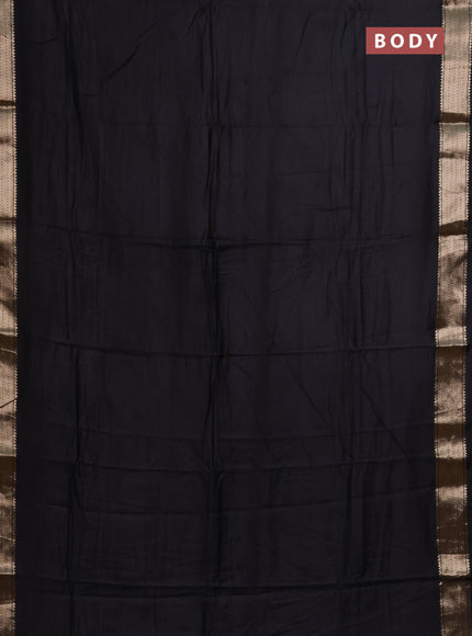 Semi mangalgiri saree black with plain body and zari woven border