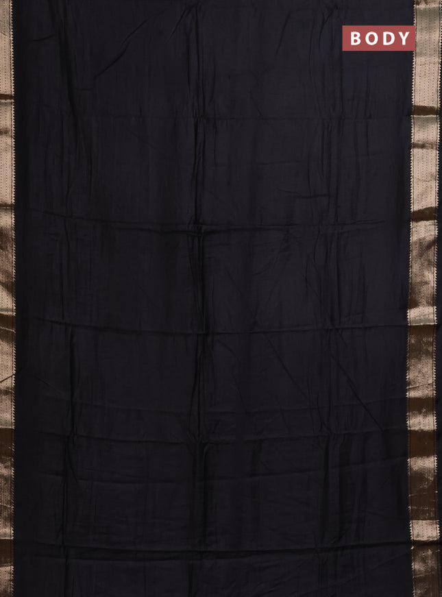 Semi mangalgiri saree black with plain body and zari woven border