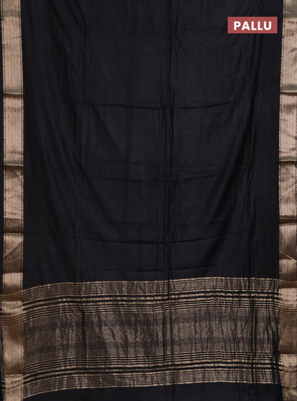 Semi mangalgiri saree black with plain body and zari woven border