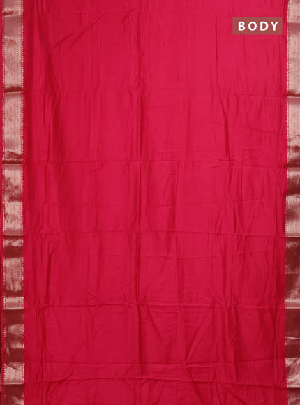 Semi mangalgiri saree pink with plain body and zari woven border