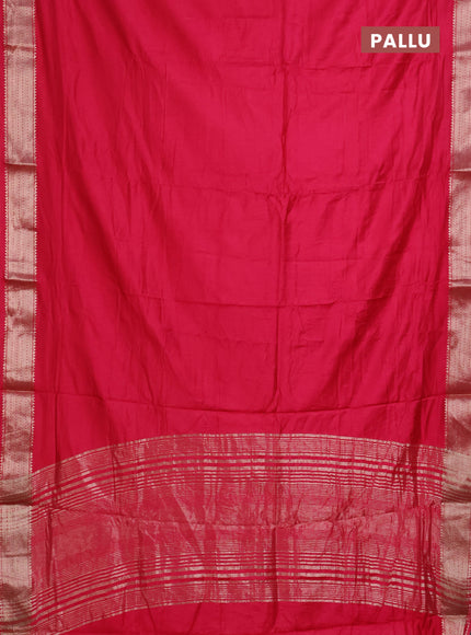 Semi mangalgiri saree pink with plain body and zari woven border