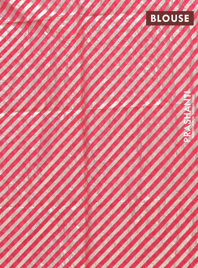 Semi mangalgiri saree pink with plain body and zari woven border