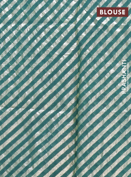 Semi mangalgiri saree peacock green with plain body and zari woven border