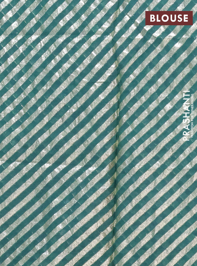Semi mangalgiri saree peacock green with plain body and zari woven border