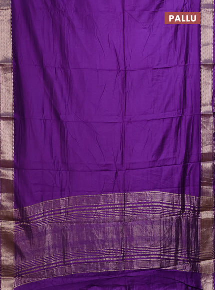 Semi mangalgiri saree violet with plain body and zari woven border