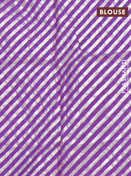 Semi mangalgiri saree violet with plain body and zari woven border