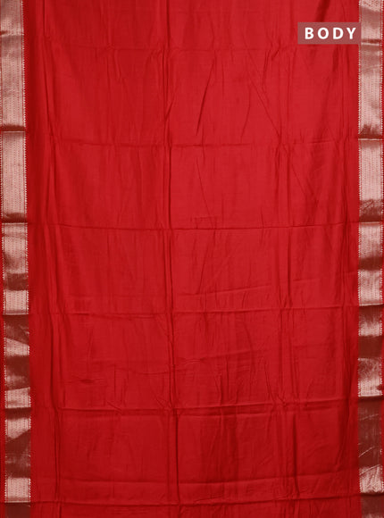 Semi mangalgiri saree red with plain body and zari woven border