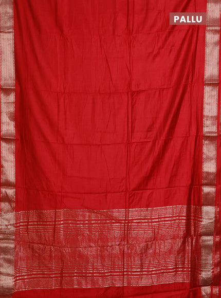 Semi mangalgiri saree red with plain body and zari woven border