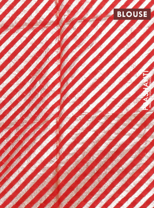 Semi mangalgiri saree red with plain body and zari woven border