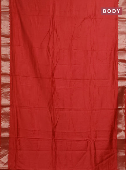 Semi mangalgiri saree rustic maroon with plain body and zari woven border
