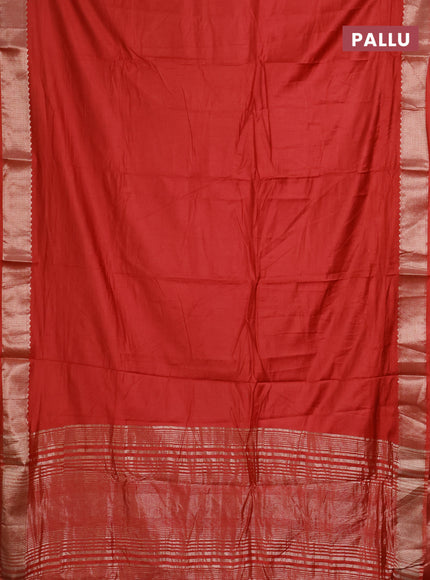 Semi mangalgiri saree rustic maroon with plain body and zari woven border