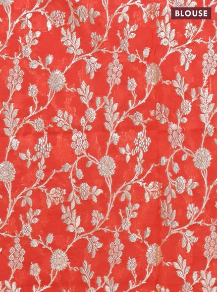 Semi mangalgiri saree rustic maroon with plain body and zari woven border