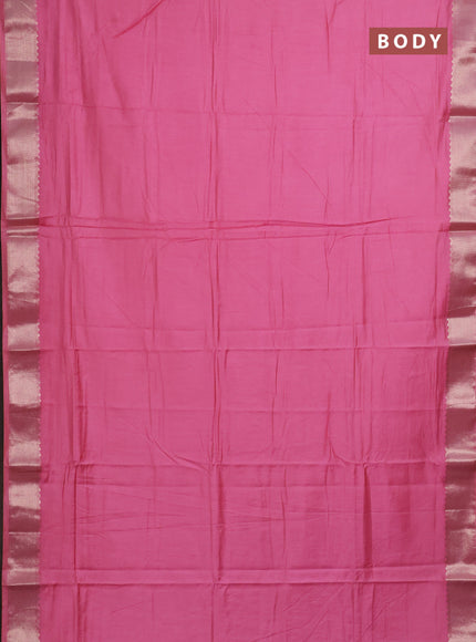 Semi mangalgiri saree mild peach pink with plain body and zari woven border