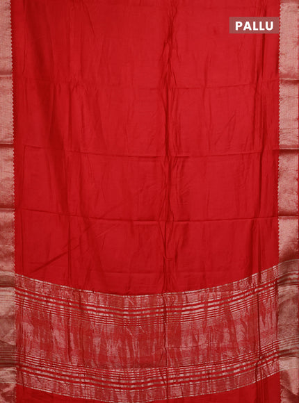 Semi mangalgiri saree red with plain body and zari woven border