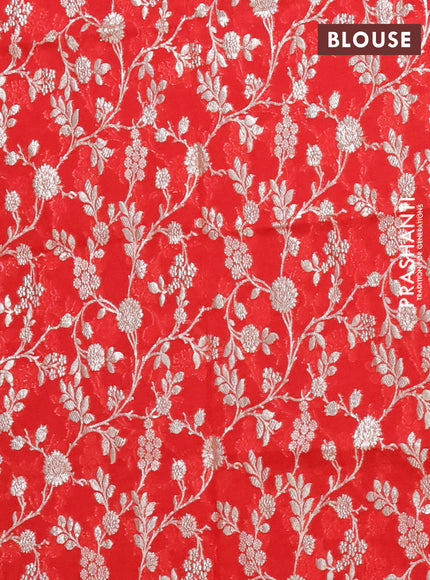 Semi mangalgiri saree red with plain body and zari woven border