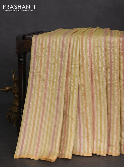 Munga silk saree multi colour and mustard yellow with allover rangart weaves in borderless style