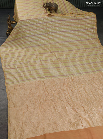 Munga silk saree multi colour and mustard yellow with allover rangart weaves in borderless style