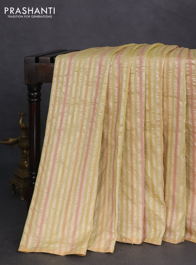 Munga silk saree multi colour and mustard yellow with allover rangart weaves in borderless style