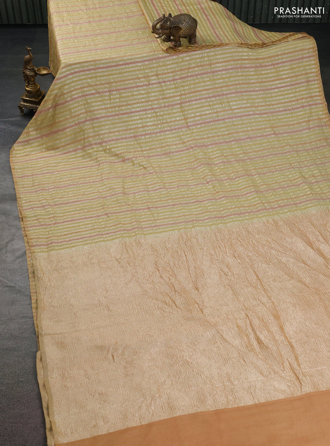 Munga silk saree multi colour and mustard yellow with allover rangart weaves in borderless style