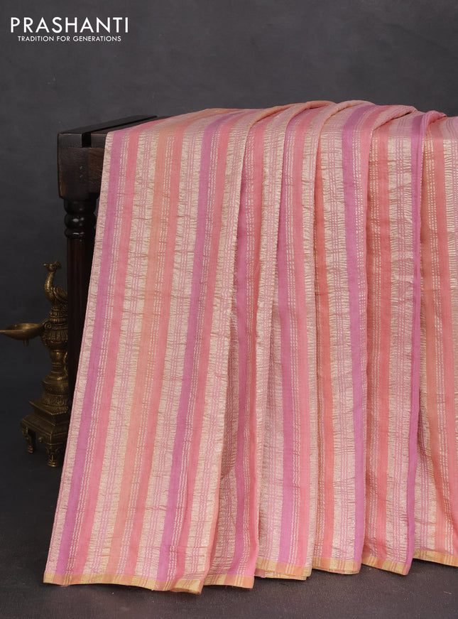 Munga silk saree multi colour and green shade with allover rangart weaves in borderless style