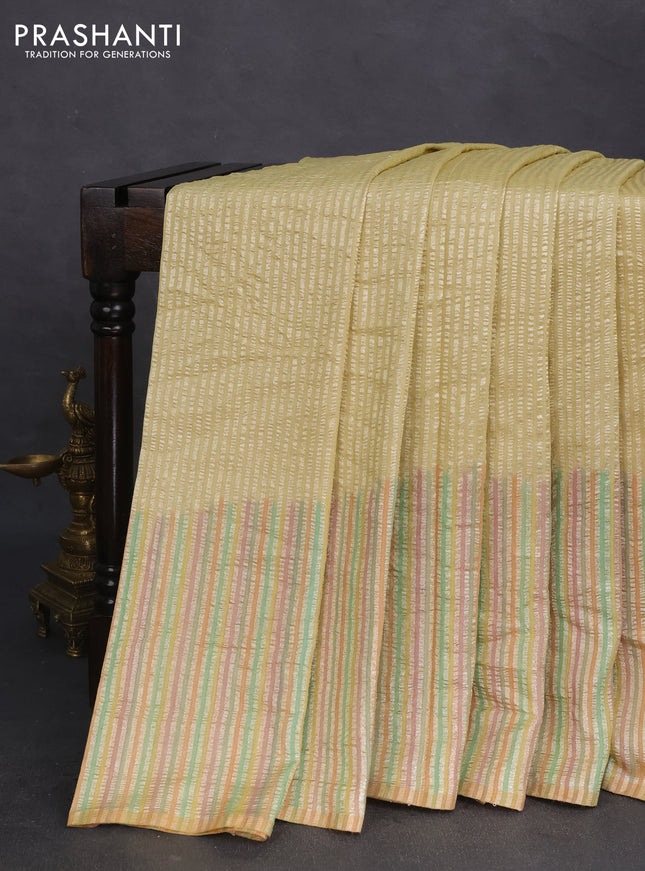 Munga silk saree pastel pink and pastel peach with allover rangart weaves in borderless style