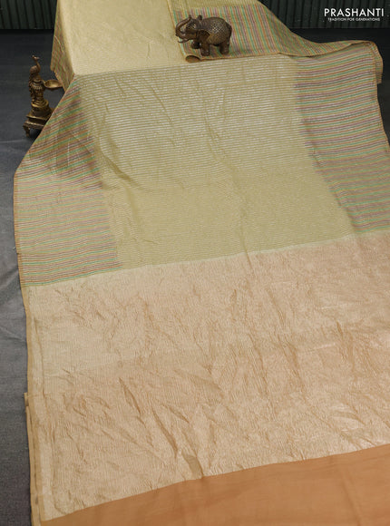 Munga silk saree pastel pink and pastel peach with allover rangart weaves in borderless style