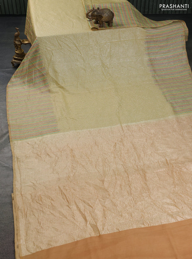 Munga silk saree pastel pink and pastel peach with allover rangart weaves in borderless style