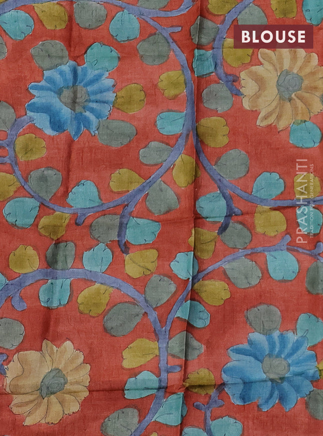 Mangalgiri silk cotton saree dual shade of purple and rustic orange with plain body and long ikat style silver zari woven border