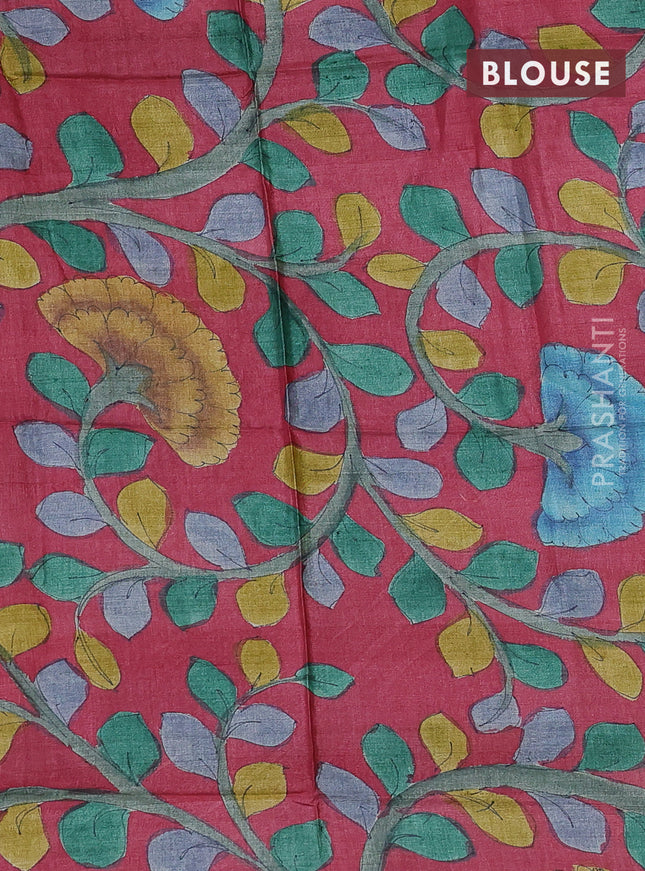 Mangalgiri silk cotton saree light green and maroon with plain body and long ikat style silver zari woven border