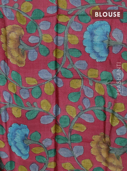 Mangalgiri silk cotton saree green and maroon with plain body and silver zari woven border